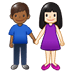 👩🏻‍🤝‍👨🏾 woman and man holding hands: light skin tone, medium-dark skin tone display on Samsung